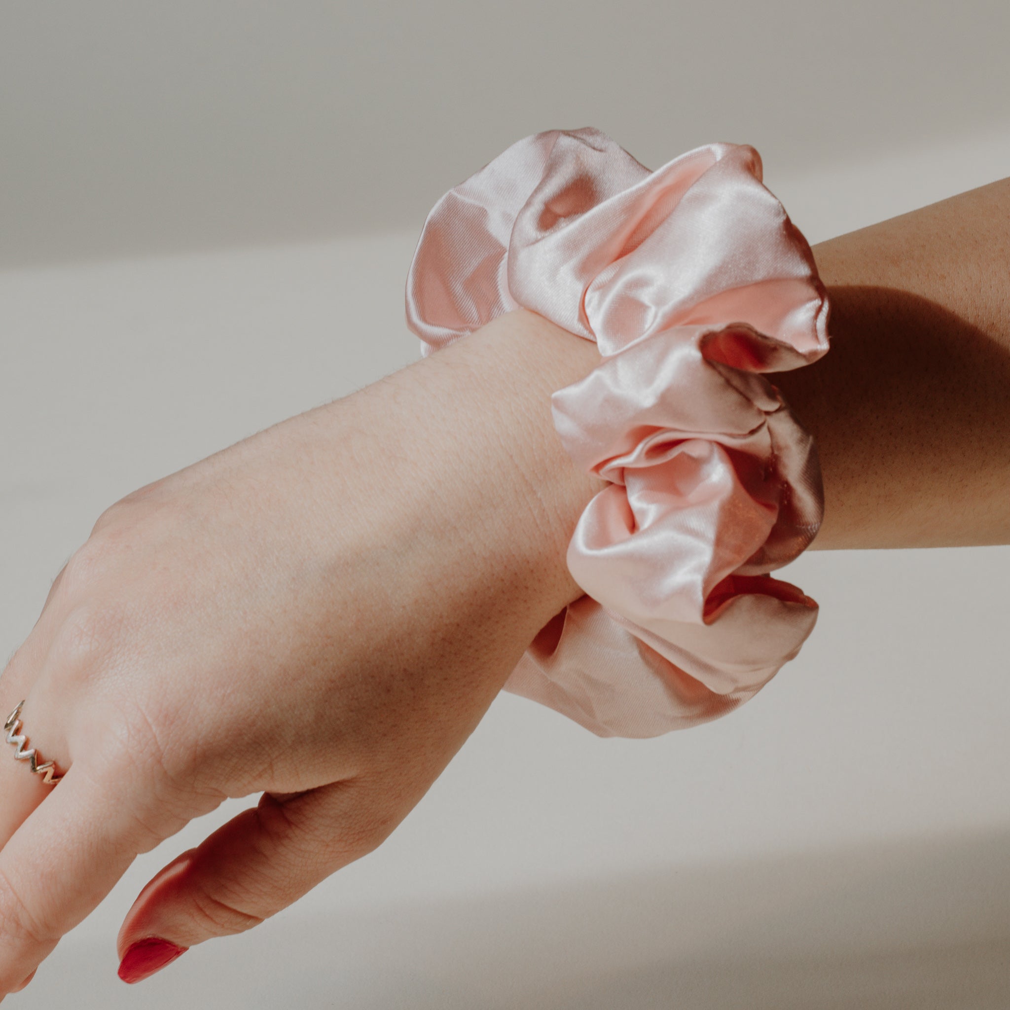 Pink Satin Scrunchie